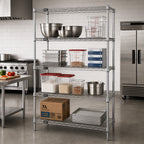 Thumbnail image #2 for Quantum WR63-3660C Chrome Wire Shelving Starter Kit, Stationary, 4 Shelves, 60"W x 36"D x 63"H