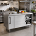 Thumbnail image #2 for La Rosa 72-Inch x 28-Inch Stainless Steel Bus Cart Utility Stand with Sliding Door Cabinet Base