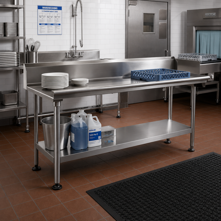 Product image #2 for John Boos 125-5/8-Inch x 24-1/8-Inch Stainless Steel Dishtable Undershelf