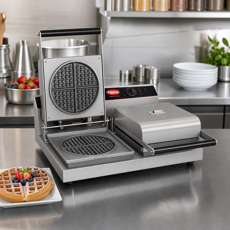 Product image #2 for Hatco Quick Ship Double Belgian Round Countertop Waffle Maker