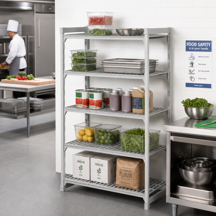 Product image #3 for Camshelving Premium 5-Tier Vented Stationary Starter Shelving Unit, 18"W x 30"L x 64"H, Speckled Gray