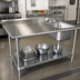 Thumbnail image #2 for Advance Tabco Special Value Series 60-Inch x 30-Inch 430 Stainless Steel Work Table with Right-Side Prep Sink and Galvanized Undershelf