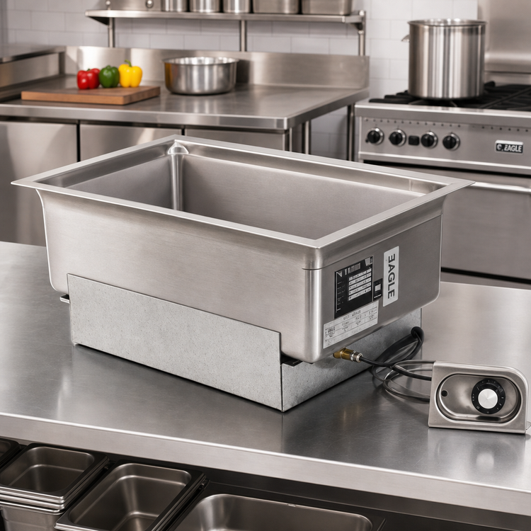 Product image #2 for Eagle Group Built-In Electric Rectangular Hot Well Food Warmer with Drain, Wet or Dry Operation, 12 x 20 Pan Opening