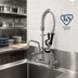 Thumbnail image #3 for T&S Brass 8-Inch Center Wall-Mount Mini Pre-Rinse Faucet with Add-On Faucet, 6-Inch Swing Nozzle, and 1.15 GPM Spray Valve