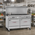 Thumbnail image #2 for Ultimate 60-Inch Gas Restaurant Range with 8 Open Burners, Convection Oven, Cabinet Base and Hi-Shelf