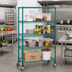 Thumbnail image #2 for Quantum Mobile Wire Shelving Cart, 60 x 24 x 80 Inches, 5 Shelves, Green Epoxy Coated