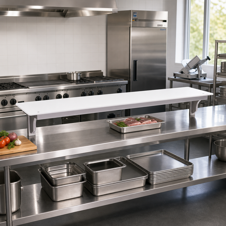 Product image #2 for 74-Inch Carving Board with Stainless Steel Shelf and Removable White Poly Board