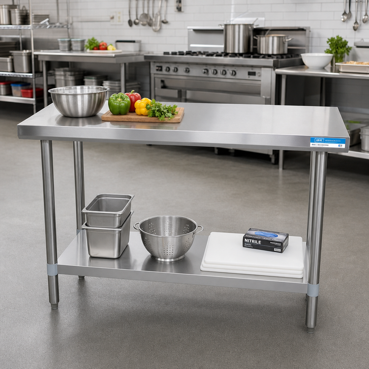 Product image #2 for BK Resources 60" x 18" 18-Gauge Stainless Steel Work Table with Adjustable Undershelf