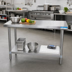 Thumbnail image #2 for BK Resources SVT-1860 60" x 18" Stainless Steel Work Table, 18-Gauge Top, Open Base with Adjustable Undershelf
