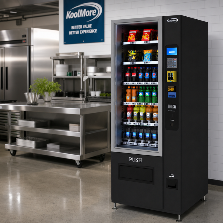 Product image #2 for KoolMore 36-Slot Refrigerated Snack Vending Machine with Card Reader, Coin Acceptor and Bill Acceptor, Black