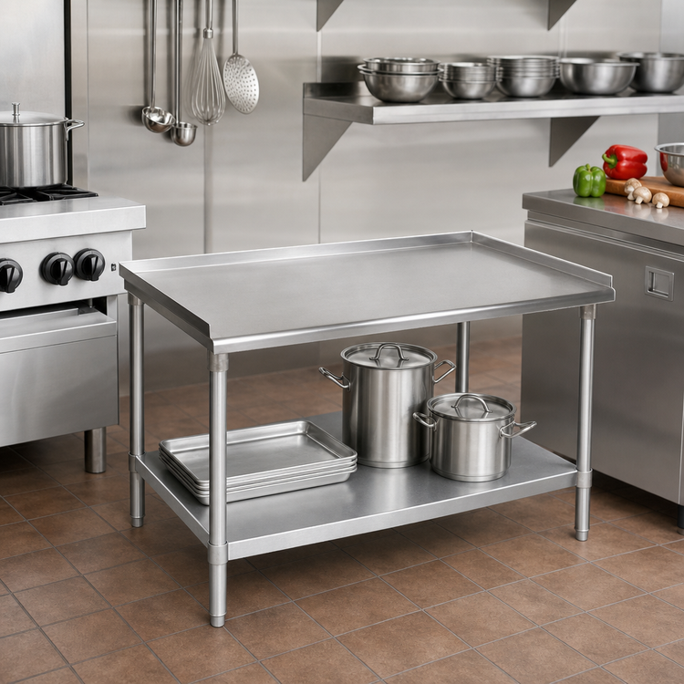 Product image #2 for John Boos Stainless Steel Equipment Stand with Upturned Back and Sides, 24 x 30 x 24 Inches
