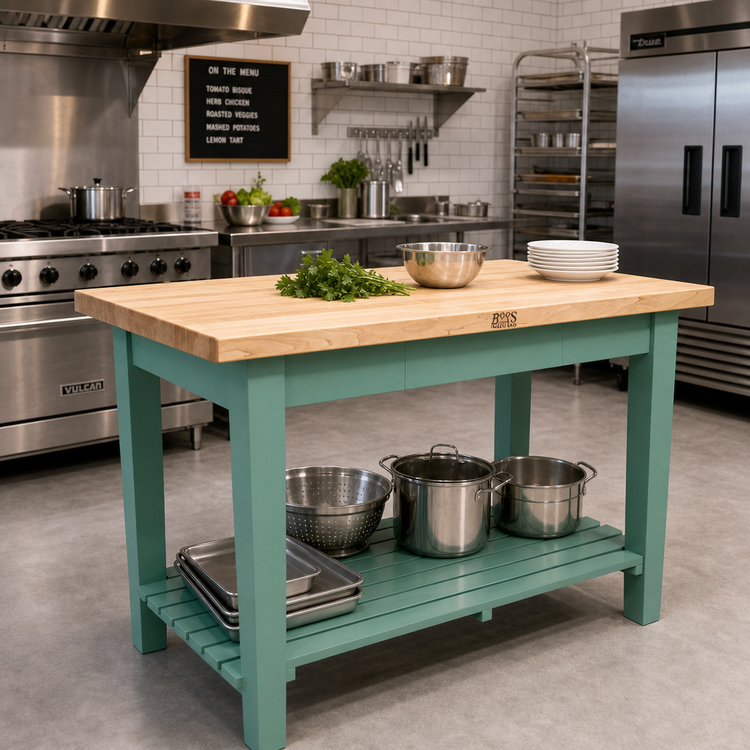 Product image #3 for John Boos Classic Country 48-Inch x 30-Inch Northern Hard Rock Maple Wood Top Work Table with Open Wood Base