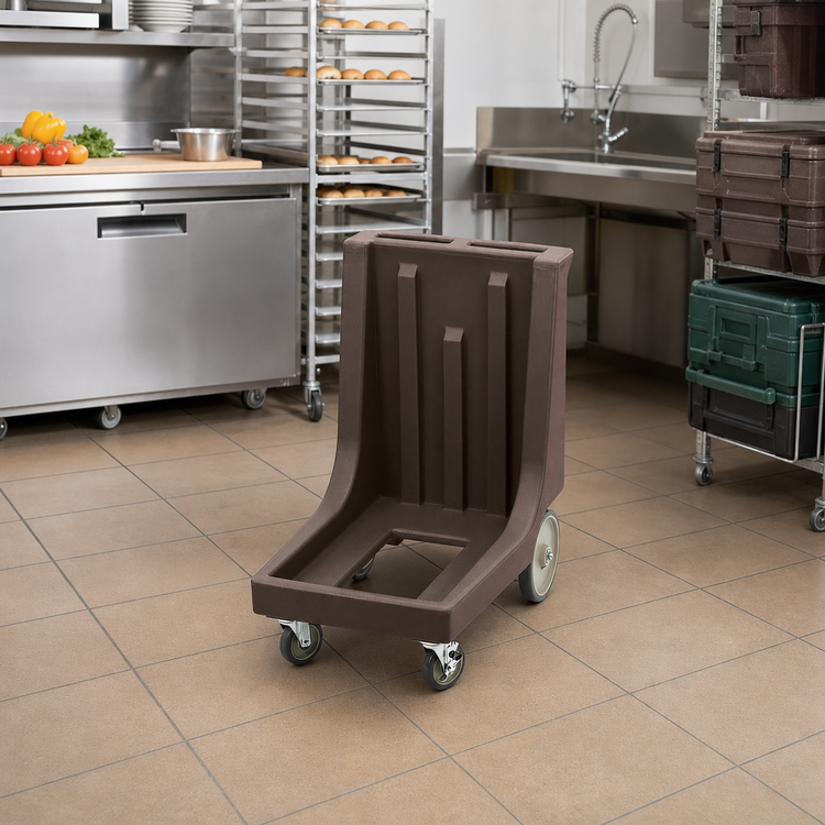Product image #3 for Cambro Camdolly Open Frame Transport Dolly with Handle and Big Rear Wheels, Dark Brown, 350 lb Capacity