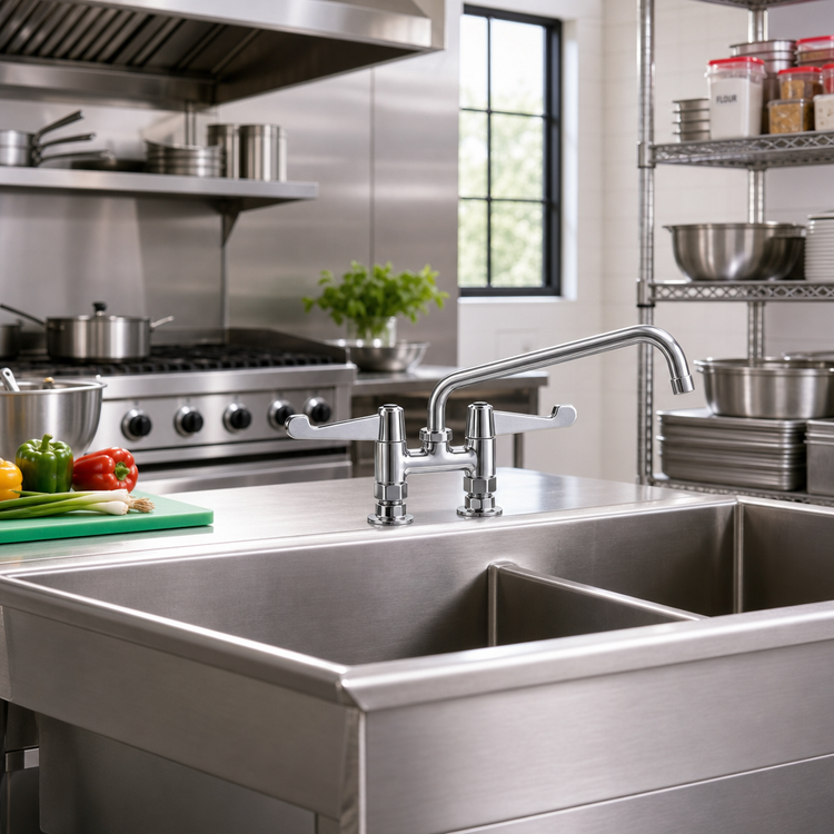 Product image #2 for Equip 4" Center Deck Mount Mixing Faucet with 12" Swing Nozzle