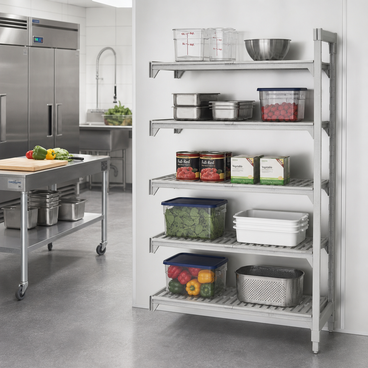 Product image #3 for Cambro Camshelving Premium 5-Tier Stationary Add-On Polymer Shelving Unit, 18 x 30 x 64 Inches, Vented Shelves