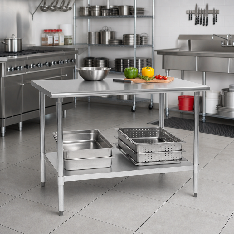 Product image #2 for Eagle Budget Series 30 x 30 Inch Flat Top Stainless Steel Work Table with Adjustable Undershelf