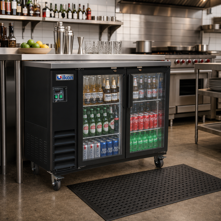 Product image #2 for IKON Refrigeration 49-Inch Two-Section Sliding Glass Door Back Bar Cooler