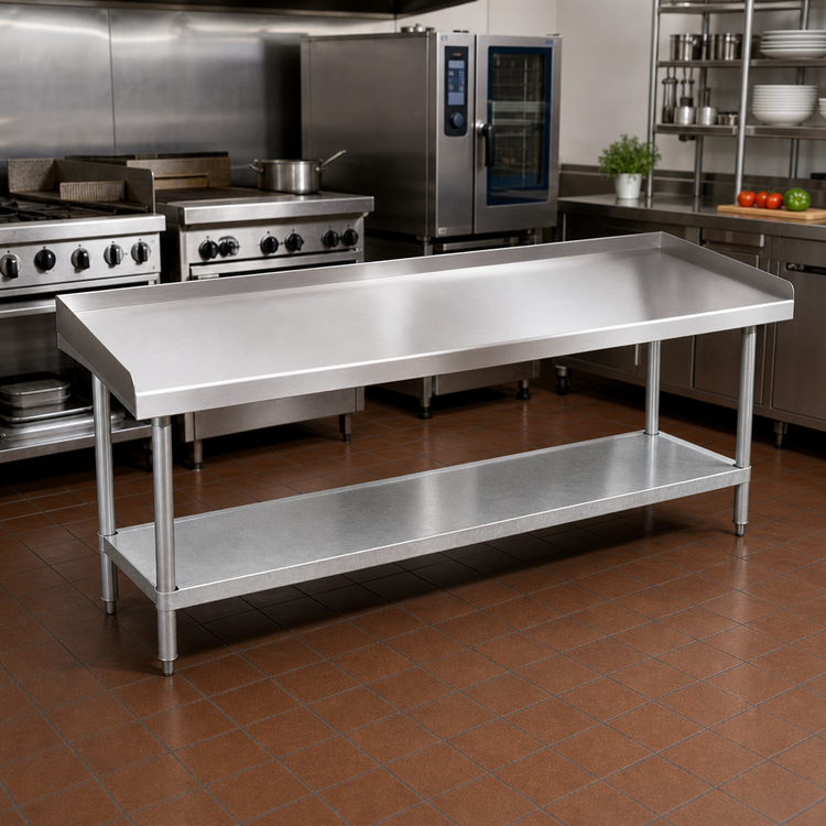 Product image #2 for Advance Tabco 96-Inch x 24-Inch Equipment Stand with 304 Stainless Steel Top and Galvanized Base