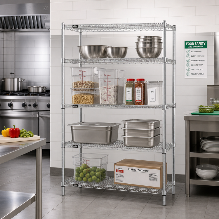Product image #2 for Eagle Redi-Pak 4-Tier Wire Shelving Unit, 36"W x 24"D x 63"H, Chrome Finish