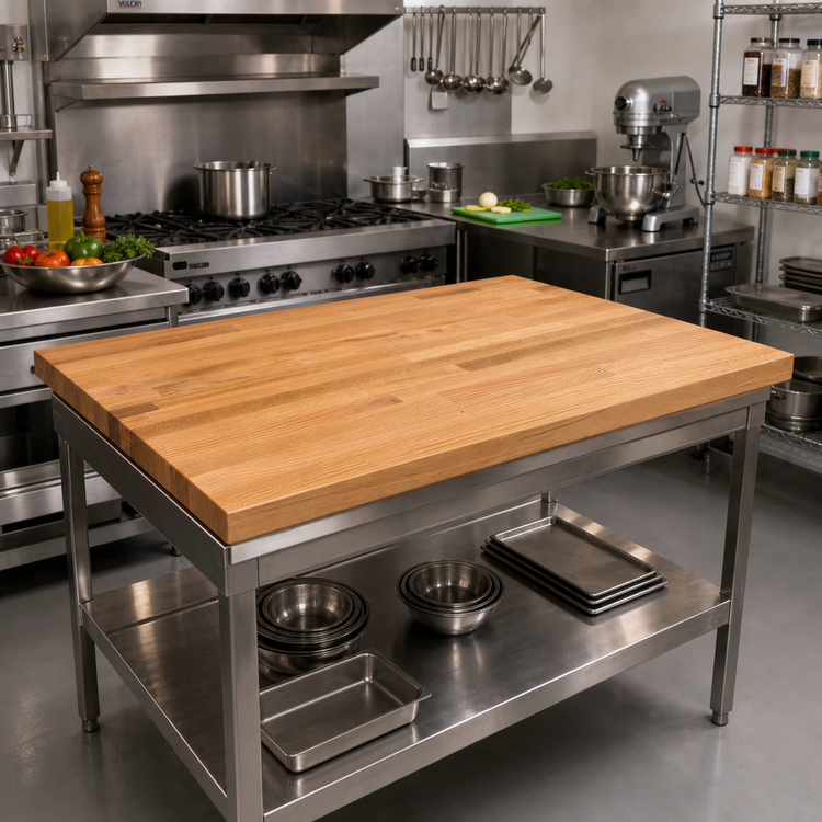 Product image #2 for John Boos Appalachian Red Oak Blended Edge Grain Island Countertop, 48 x 38 x 1-1/2 Inch, Varnique Finish