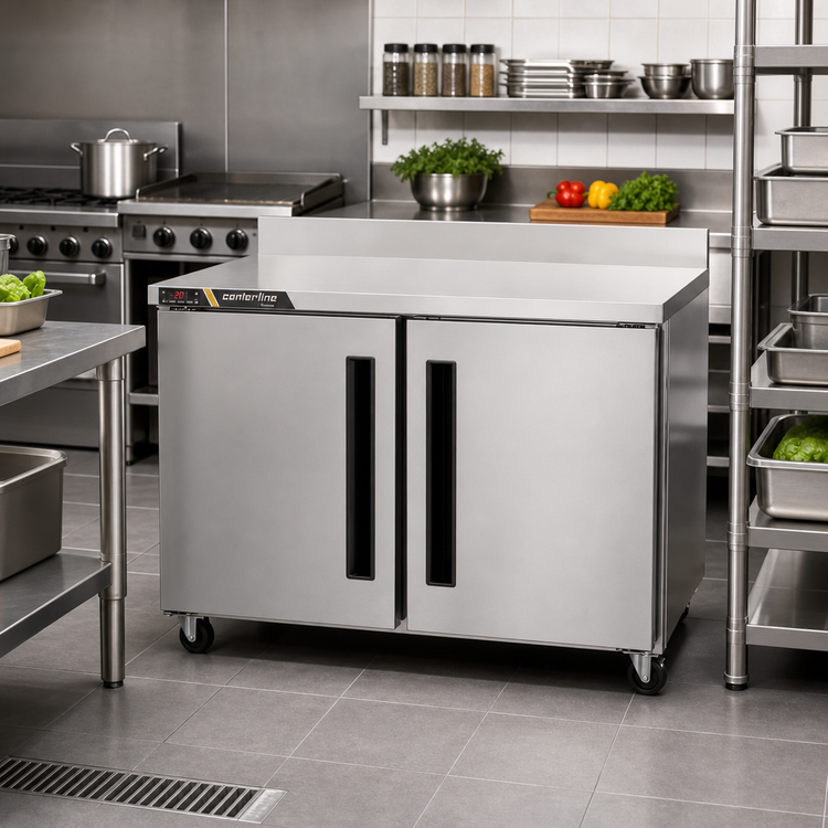 Product image #2 for Centerline 48-Inch Two-Section Compact Undercounter Worktop Freezer with Solid Doors