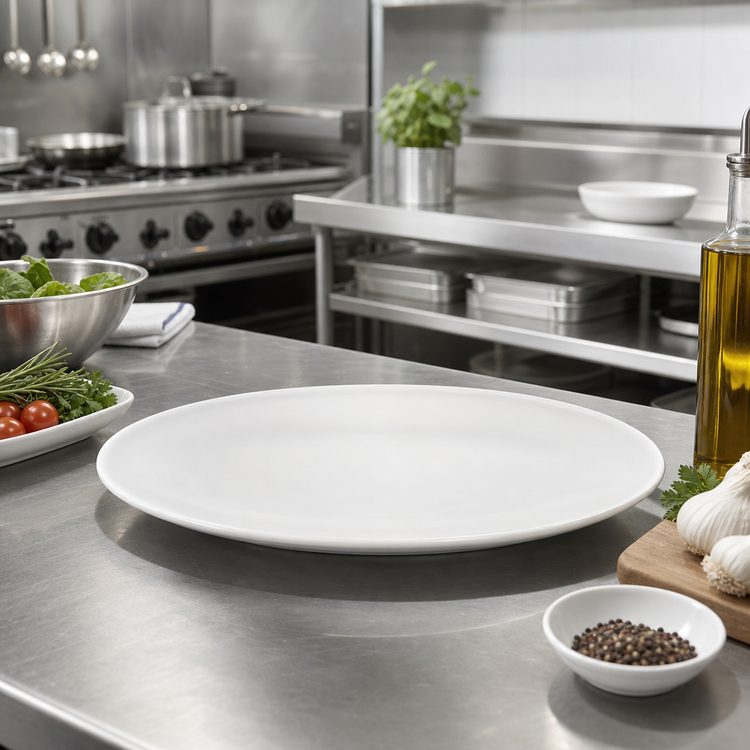 Product image #3 for Crestware Alpine White 9-5/8 x 8 Inch Oval Narrow Rim Vitrified Ceramic Platter
