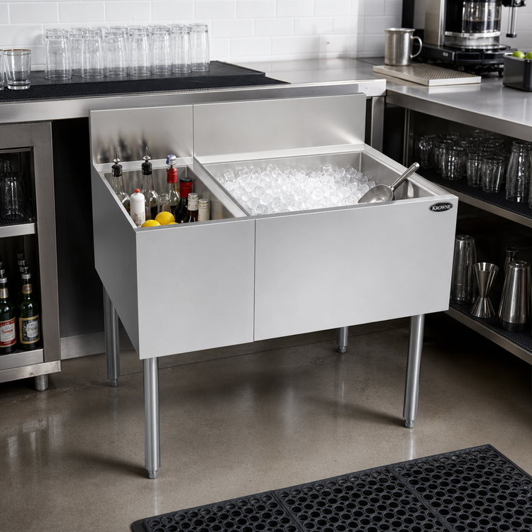 Product image #2 for Krowne Royal Series 36-Inch Underbar Multi-Station Ice Bin with Insulated Bottle Storage
