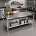 Thumbnail image #2 for BK Resources Stainless Steel Equipment Stand with 3-Sided 2-Inch Riser and Adjustable Undershelf, 61 x 30 x 26 Inches