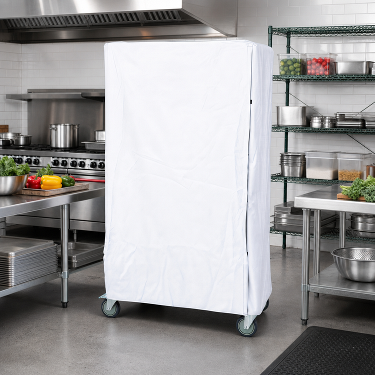 Product image #2 for Quantum 24 x 36 x 74 Inch Wire Cart Cover, White 400 Denier Nylon with Velcro Flap