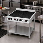 Thumbnail image #2 for Eurodib USA FCI435OS1PH Commercial Four-Zone Induction Cooktop on Legs, Stainless Steel, 14 kW, 240V, 1-Phase
