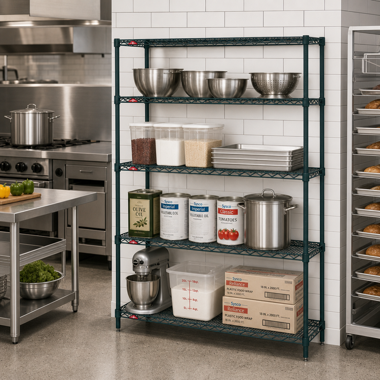 Product image #2 for Metro Super Erecta Add-On Wire Shelving Unit, 60"W x 21"D x 63"H, 4 Shelves, Metroseal 3 Epoxy-Coated Finish with Microban