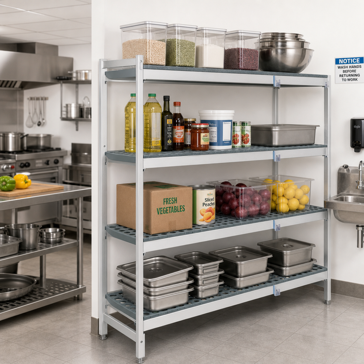 Product image #2 for Fermostock 4-Tier Corner Expansion Shelving Unit with Polymer Inserts, 59 W x 18 D x 66 H