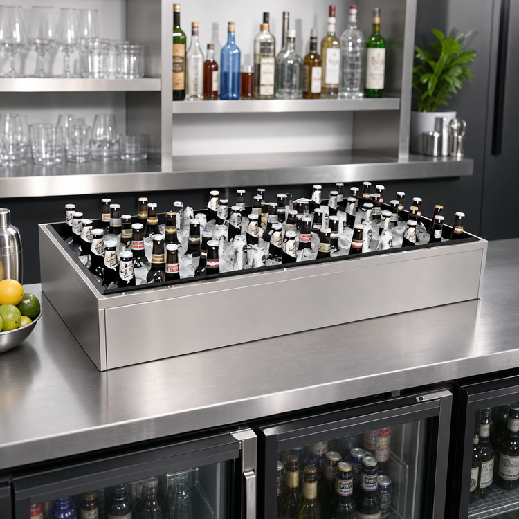 Product image #2 for Glastender Back Bar Ice Display Unit, 36 Inch x 12 Inch, Stainless Steel