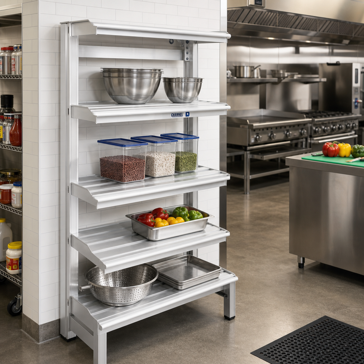 Product image #2 for Channel TT2454 Tubular Cantilever Shelf, 54"W x 24"D x 72"H, Aluminum