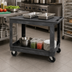 Thumbnail image #2 for Quantum Gray Polymer Flat-Top Utility Bus Cart, 2 Shelves, 40 x 26 x 32-1/2 Inches