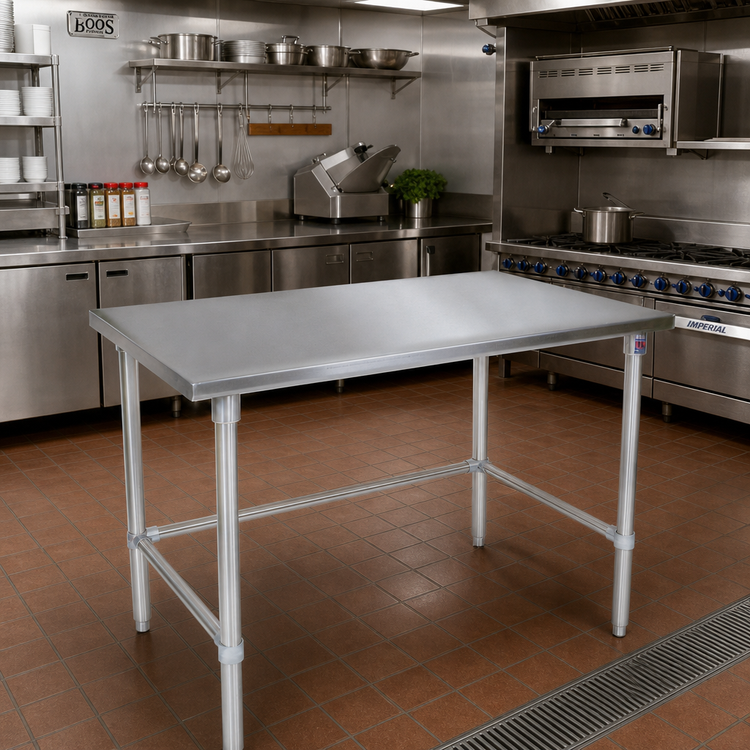 Product image #2 for John Boos 60 x 48 Inch Stainless Steel Flat Top Work Table with Stallion Safety Edge