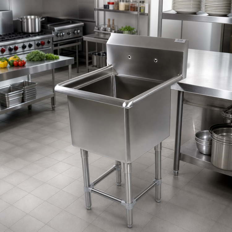 Product image #2 for John Boos Pro-Bowl 1-Compartment 14-Gauge Stainless Steel Sink with 20" x 20" Bowl and Legs