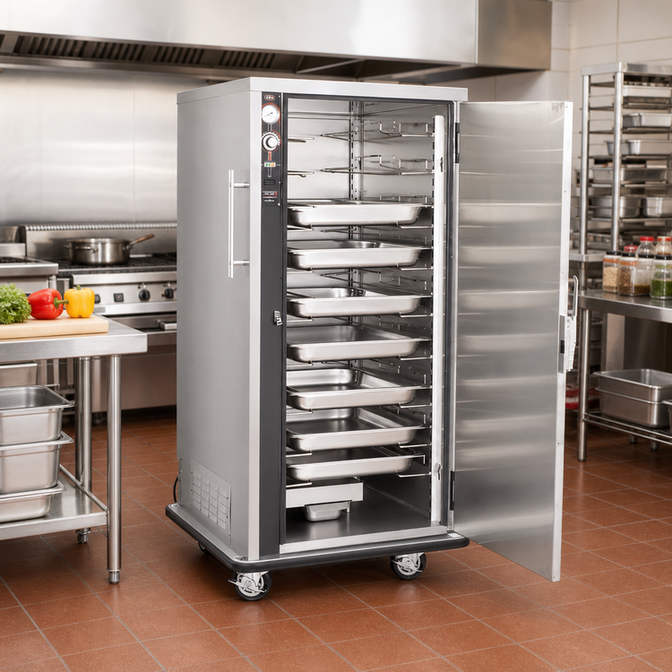 Product image #2 for FWE UHS-10 Mobile Humidified Heated Holding Cabinet, 10 Universal Tray Slides