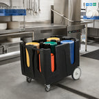 Thumbnail image #3 for CFS Brands Optimizer ADD403 Adjustable Dish Dolly, 4 Dividers, 5-Stack Capacity, Black