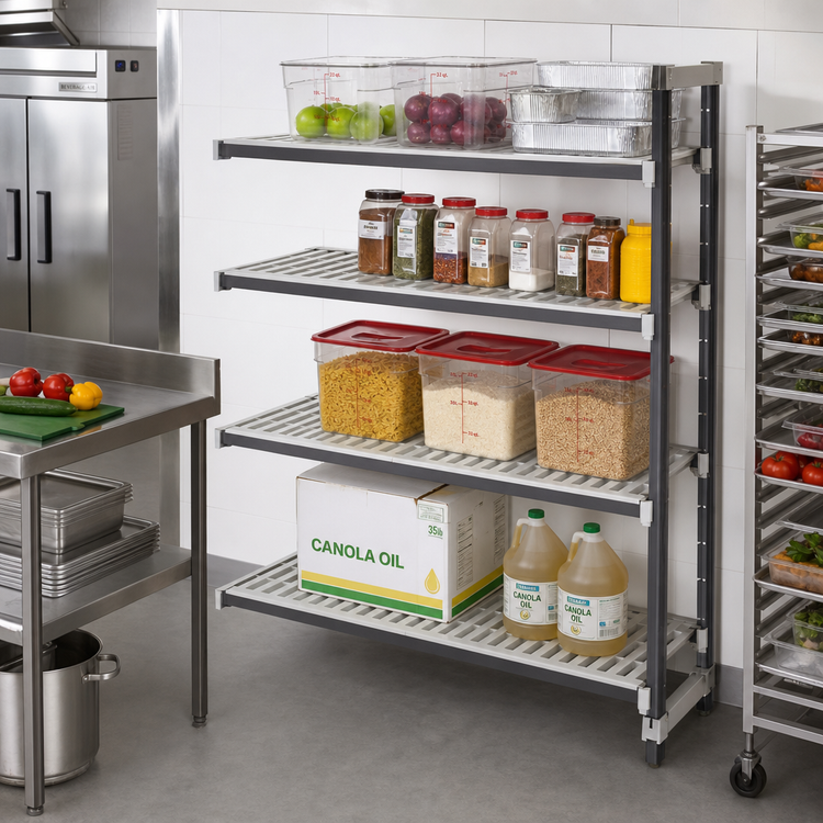 Product image #2 for Cambro Camshelving Elements XTRA Stationary Add-On Polymer Shelving Unit, 24 x 60 x 64 Inch, 4-Tier Vented