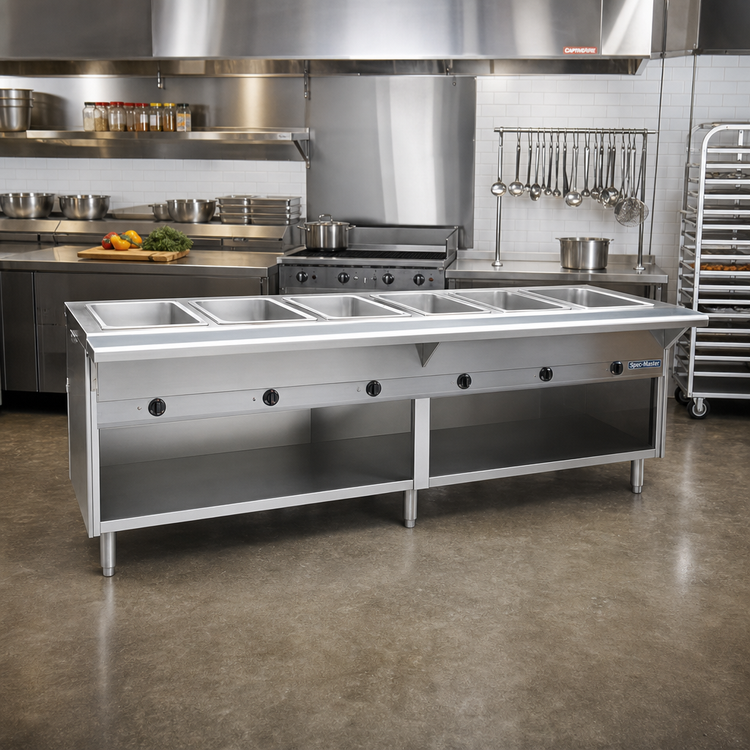 Product image #2 for Spec-Master HT6OB-NG 6-Well 94.5" Natural Gas Dry Hot Food Table