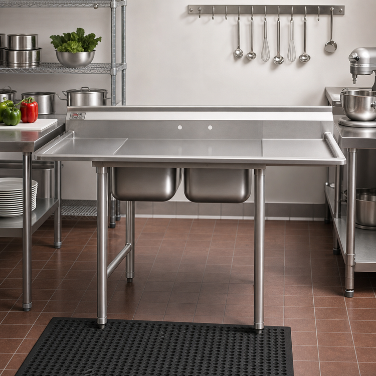Product image #2 for Eagle 412 Series Two-Compartment Stainless Steel Sink with 24-Inch Right Drainboard