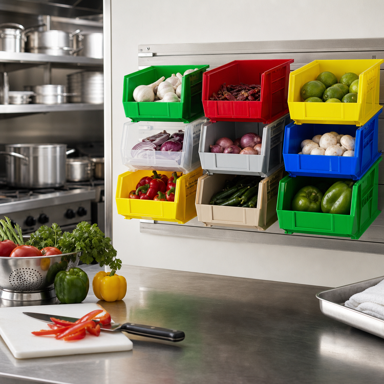 Product image #2 for Quantum Stackable/Hanging Polypropylene Shelf Bin, 5-1/2 x 18 x 5 Inches