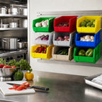 Thumbnail image #2 for Quantum QUS238 Stacking/Hanging Polypropylene Shelf Bin with Grips, Anti-Slide Lock and Divider Slot, 5-1/2 x 18 x 5 Inches Case of 12