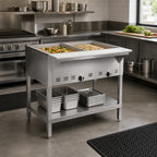 Thumbnail image #2 for Klinger's Trading HF2H 2-Well Natural Gas Steam Table with Dry Heat, Open Base, 32-Inch Wide