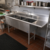 Thumbnail image #2 for Steel Works Stainless Three Compartment Sink with Right-Hand Drainboard