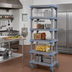 Thumbnail image #2 for Millenia NSF Listed Mobile Polymer Shelving Starter Unit, 24 x 24 x 86 Inches, 5 Open Grid Shelves, Gray