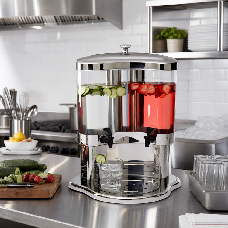 Product image #2 for American Metalcraft Double Juice Dispenser with (2) 5.3 Qt. Dispensers and Ice Container