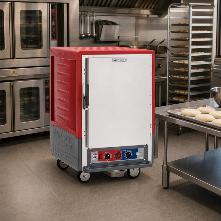 Product image #2 for Metro C5 3 Series Half-Height Mobile Moisture Heated Holding and Proofing Cabinet with Red Insulation Armour, 17-Pan Capacity