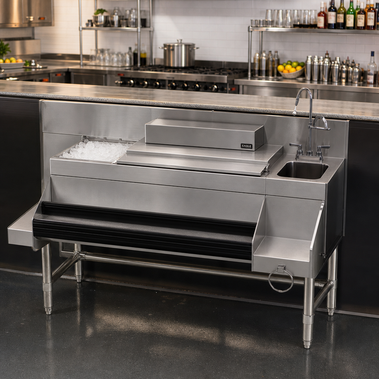 Product image #2 for Eagle Group Spec-Bar CCS-66-1 66" Underbar Ice Bin Cocktail Station with Blender Sink